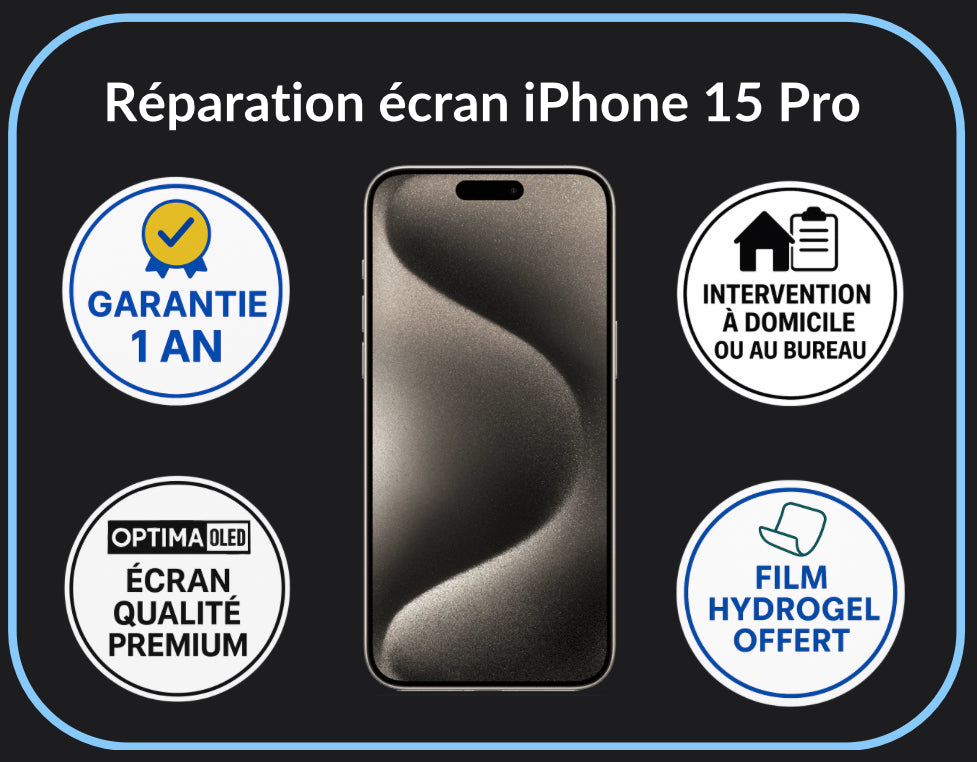 Réparation écran iPhone 15 Pro - Optima (OLED)