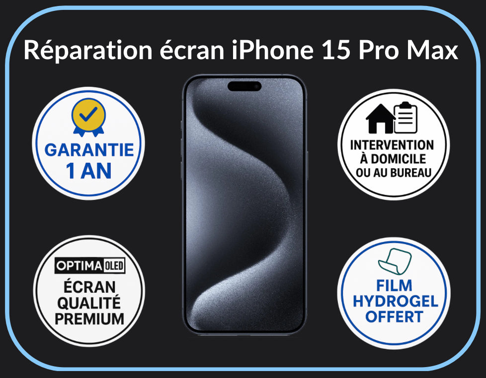 Réparation écran iPhone 15 Pro Max - Optima (OLED)