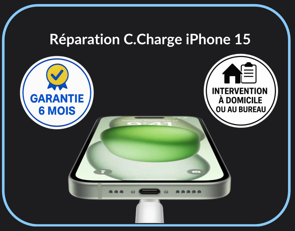 Réparation connecteur de charge iPhone 15